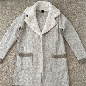 Women's Cozy Gray Sherpa-Lined long sweater